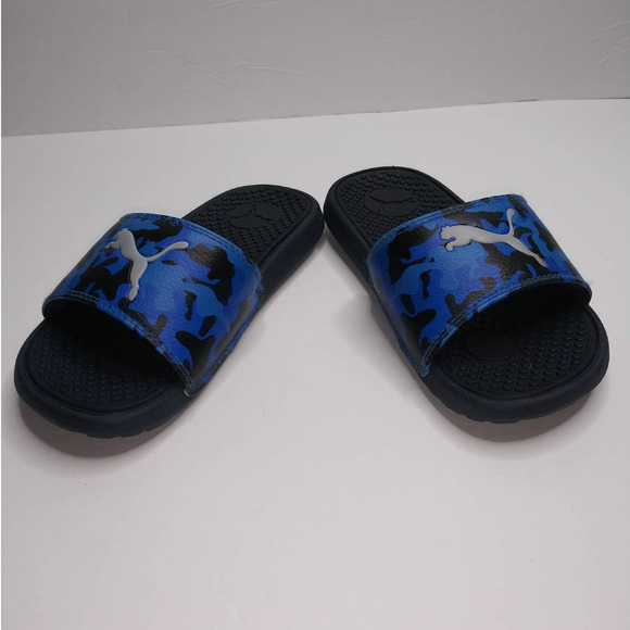 Puma Boys Slide sandals Black & and Blue Size 13c - Picture 3 of 5